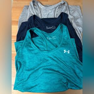 Under Armour Racerback Tank Trio - Teal, Navy, Gray- Women’s Medium